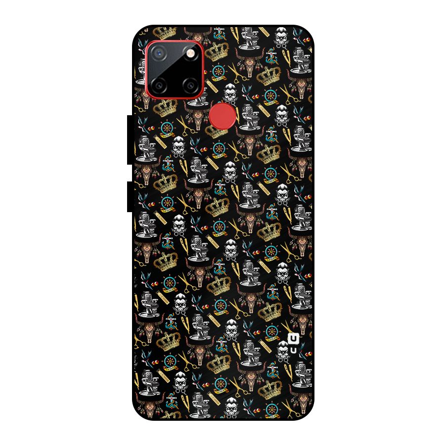 Cool Barber Pattern Metal Back Case for Realme C12