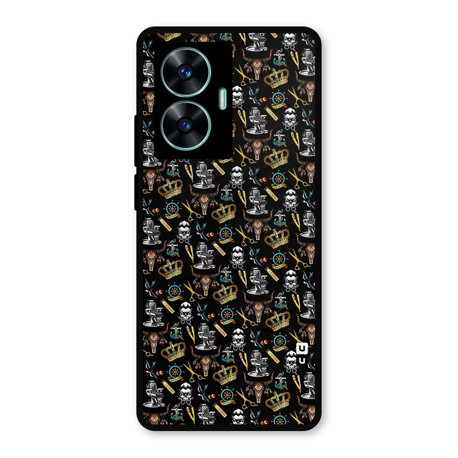 Cool Barber Pattern Metal Back Case for Realme C55