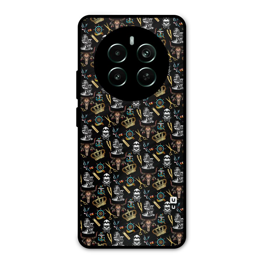 Cool Barber Pattern Metal Back Case for Realme Narzo 70 Pro