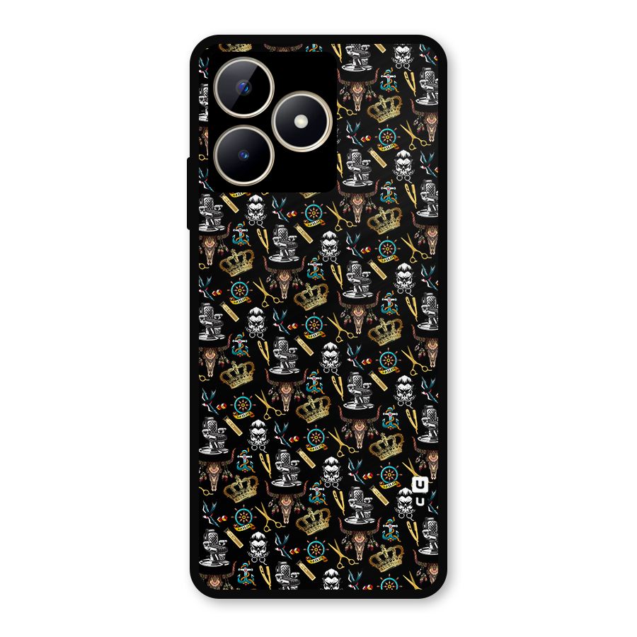 Cool Barber Pattern Metal Back Case for Realme Narzo N53