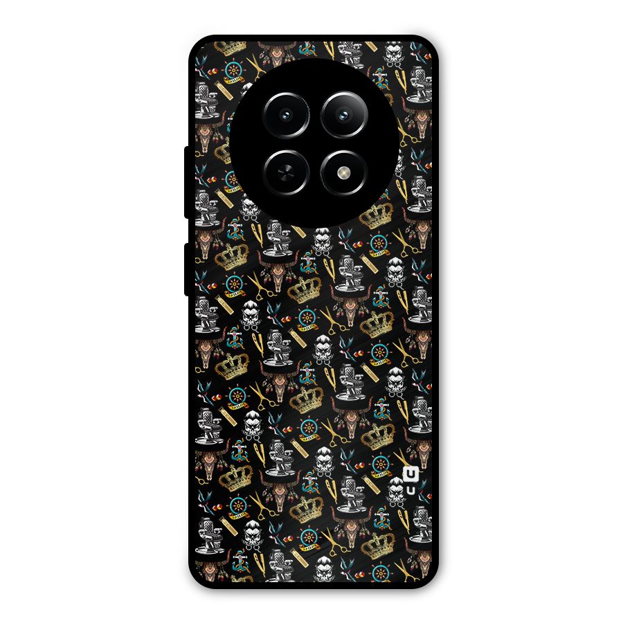 Cool Barber Pattern Metal Back Case for Realme Narzo N65