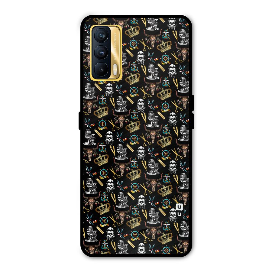 Cool Barber Pattern Metal Back Case for Realme X7