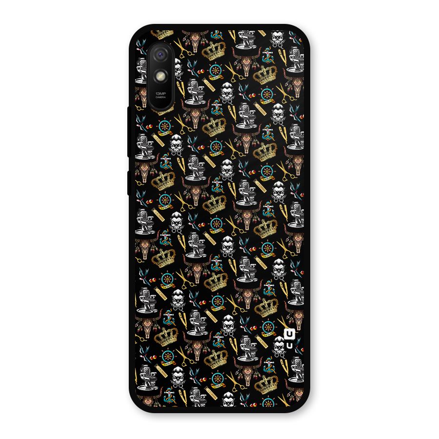 Cool Barber Pattern Metal Back Case for Redmi 9i