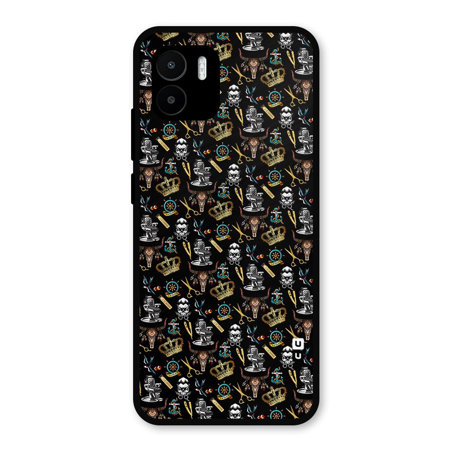 Cool Barber Pattern Metal Back Case for Redmi A2