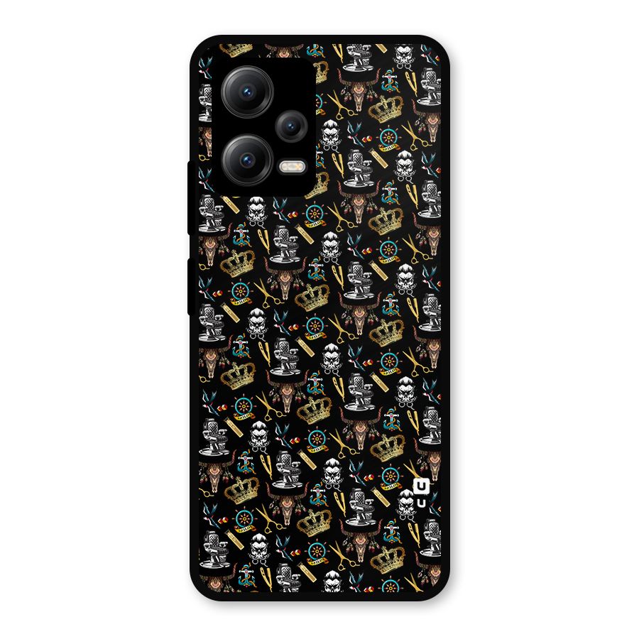 Cool Barber Pattern Metal Back Case for Redmi Note 12 5G