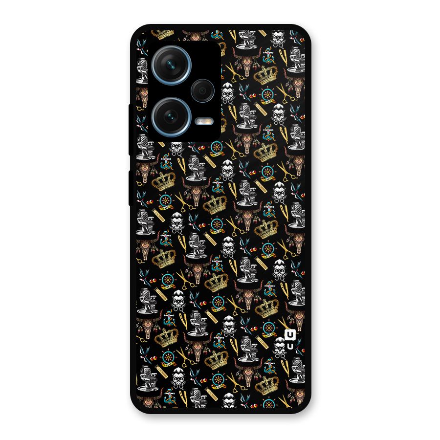 Cool Barber Pattern Metal Back Case for Redmi Note 12 Pro Plus 5G