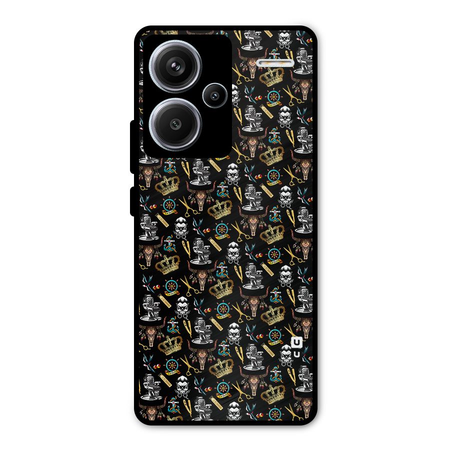 Cool Barber Pattern Metal Back Case for Redmi Note 13 Pro Plus