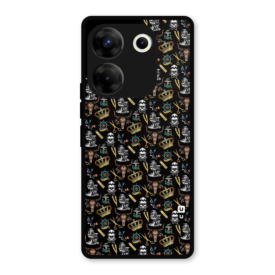 Cool Barber Pattern Metal Back Case for Tecno Camon 20