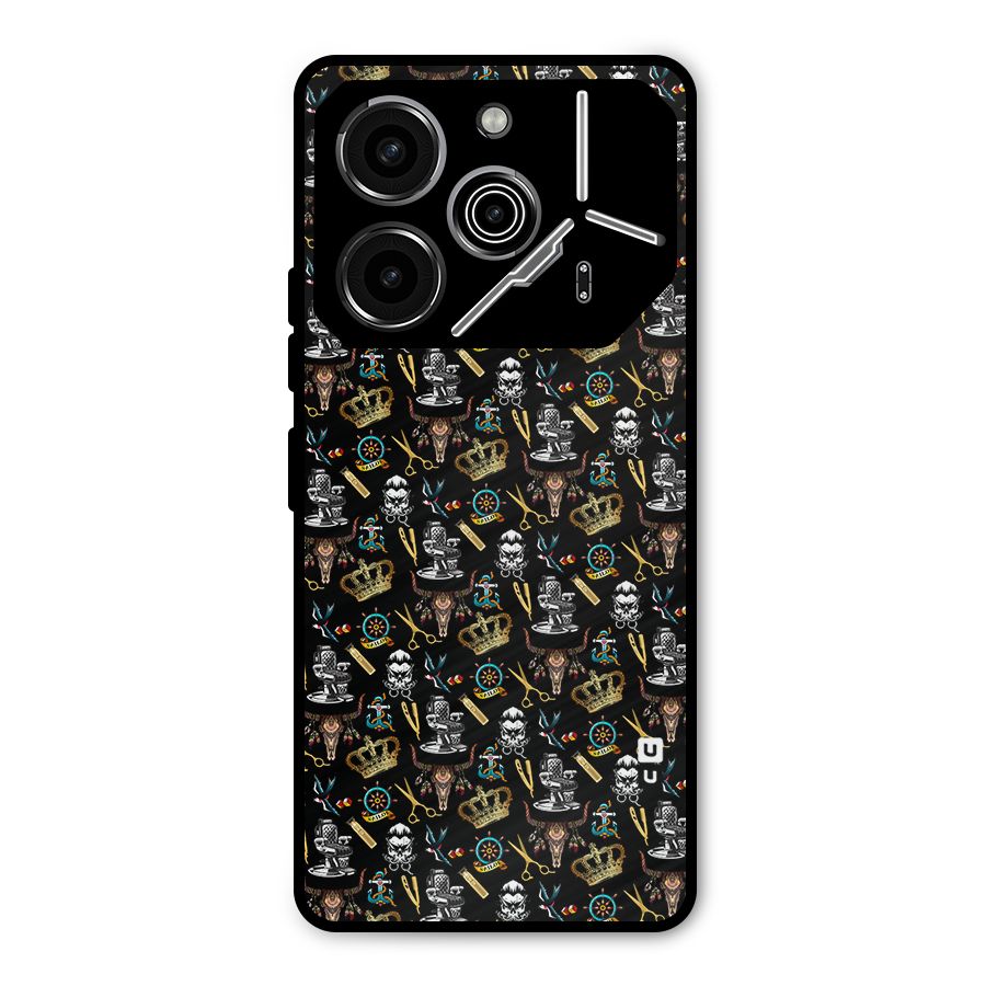 Cool Barber Pattern Metal Back Case for Tecno Pova 6 Pro