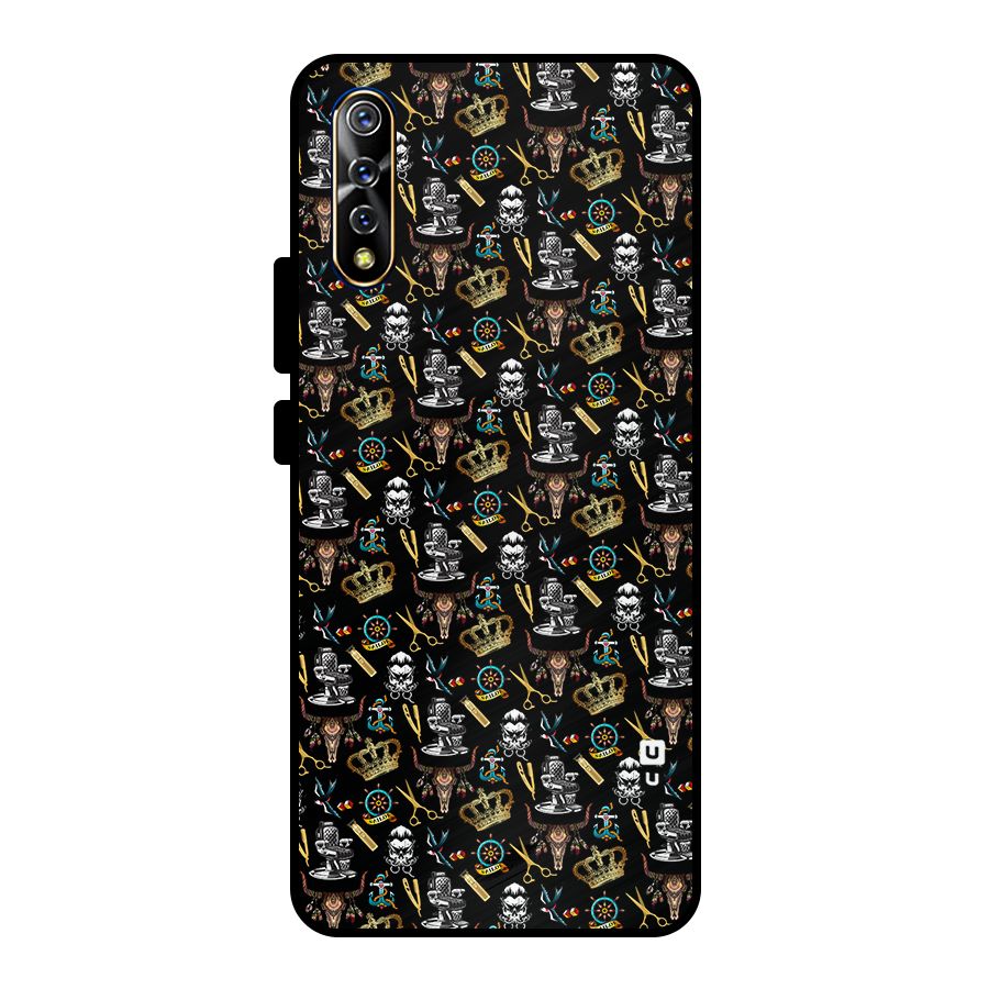 Cool Barber Pattern Metal Back Case for Vivo S1