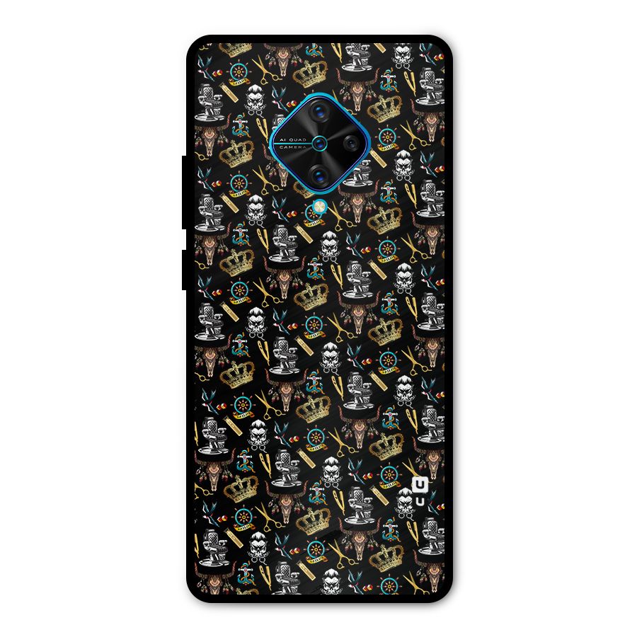 Cool Barber Pattern Metal Back Case for Vivo S1 Pro