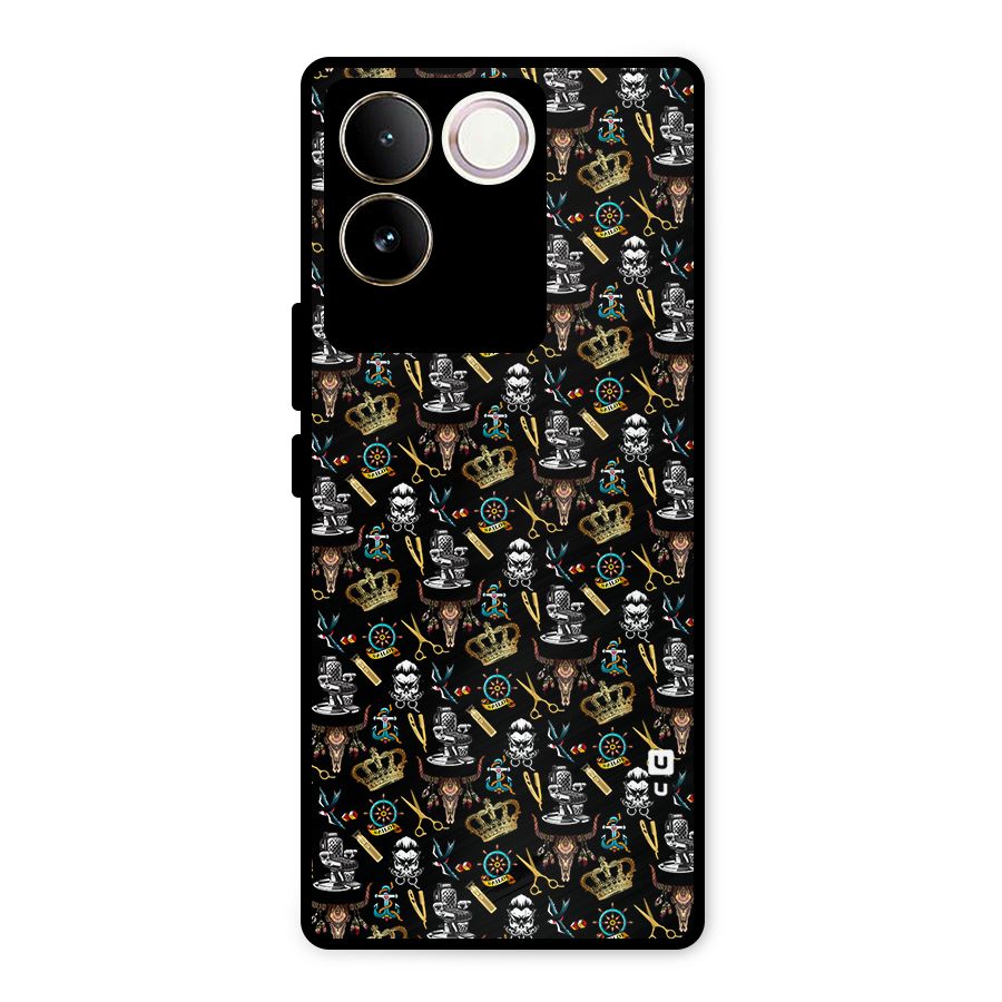 Cool Barber Pattern Metal Back Case for Vivo T2 Pro
