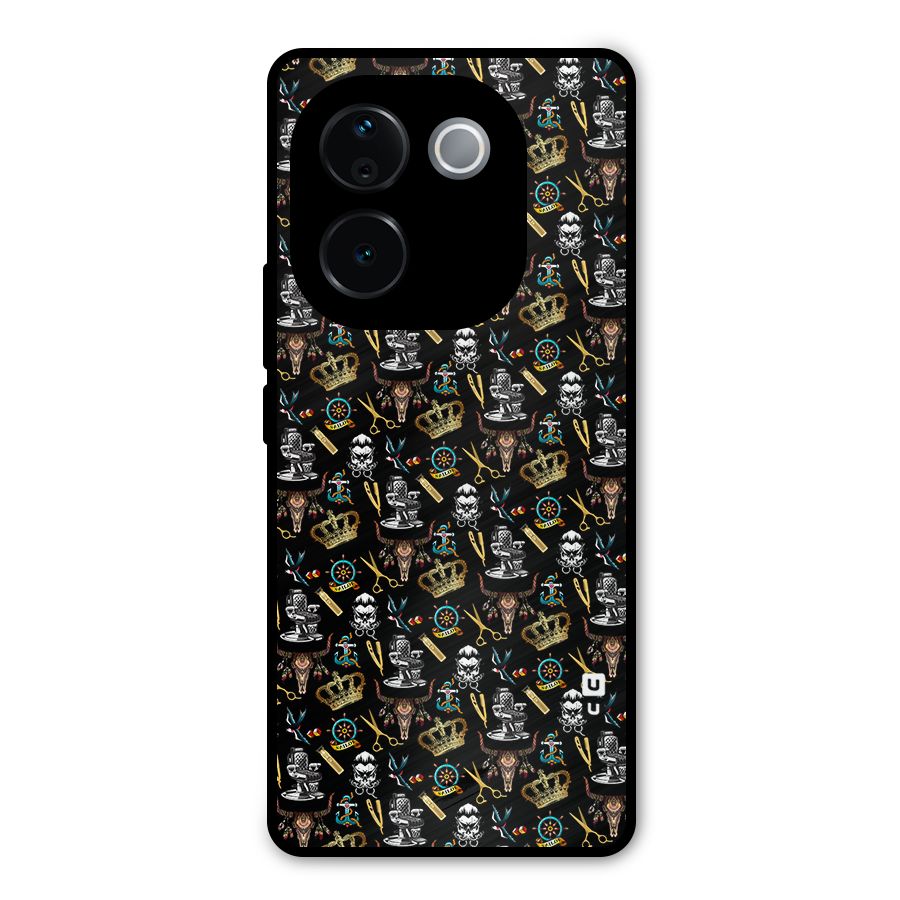Cool Barber Pattern Metal Back Case for Vivo T3 Pro