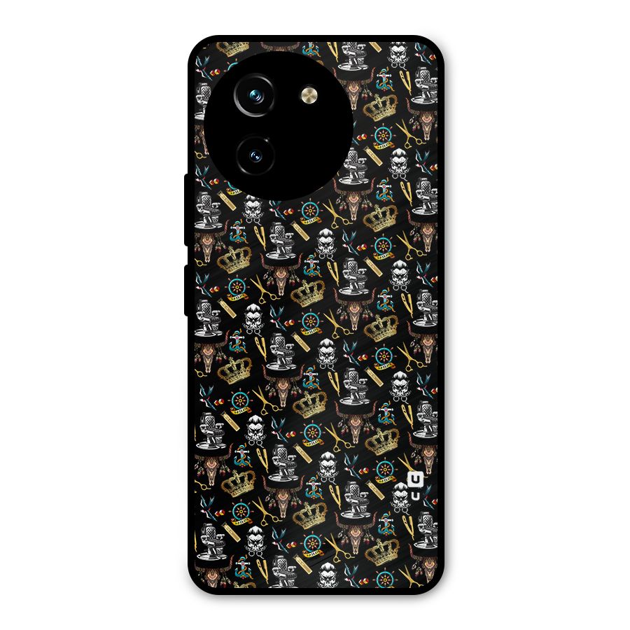 Cool Barber Pattern Metal Back Case for Vivo T3x