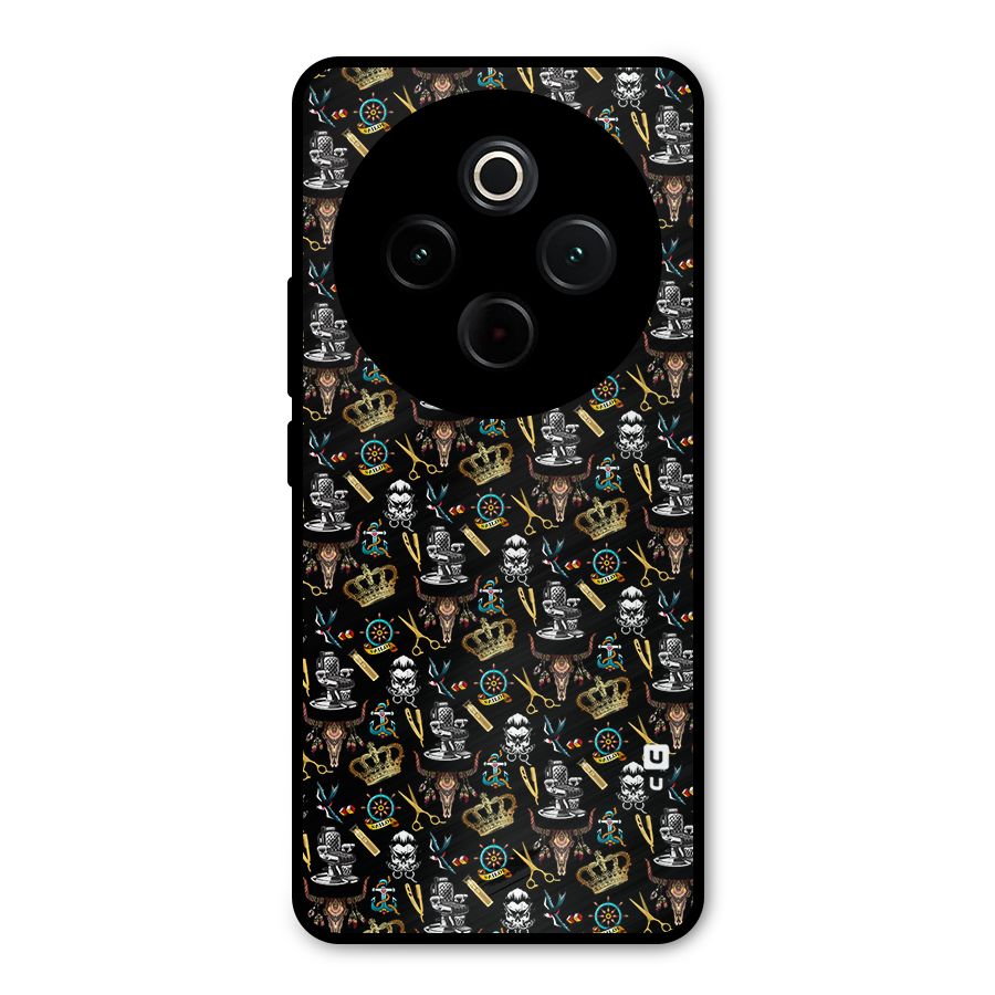 Cool Barber Pattern Metal Back Case for Vivo T4