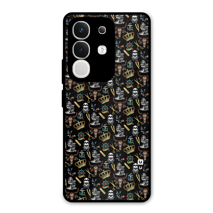 Cool Barber Pattern Metal Back Case for Vivo T4x