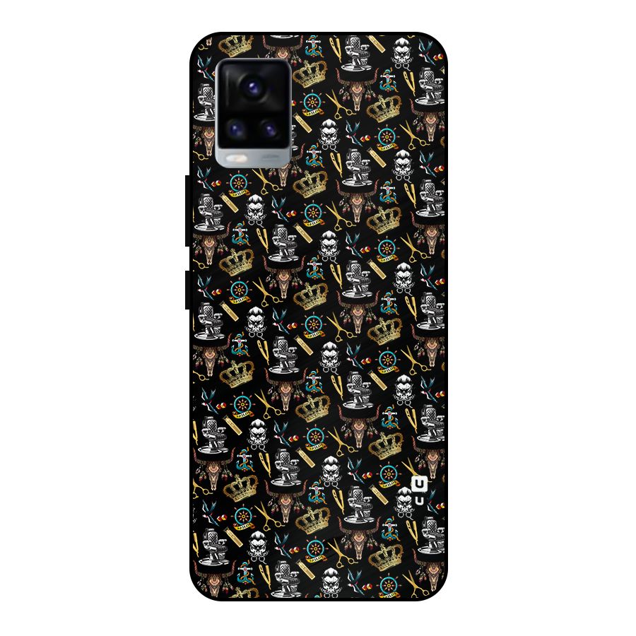 Cool Barber Pattern Metal Back Case for Vivo V20 2021