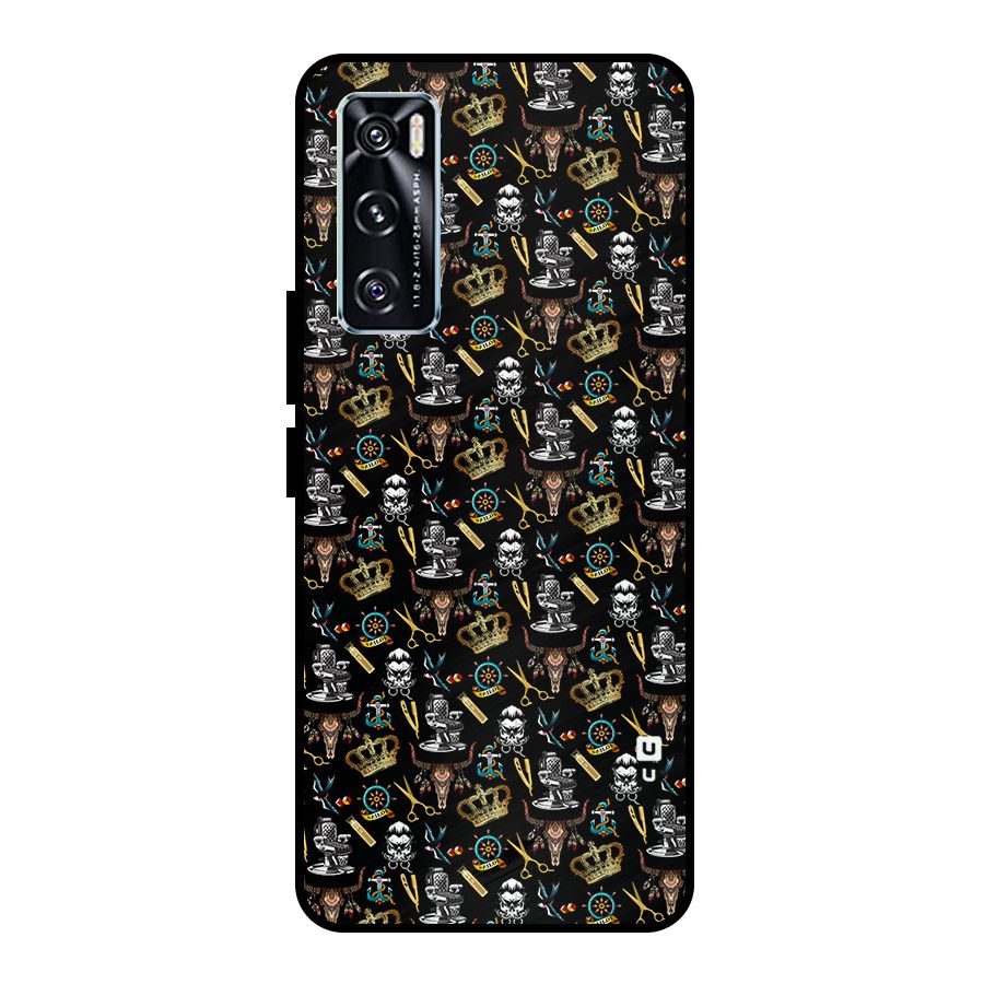 Cool Barber Pattern Metal Back Case for Vivo V20 SE