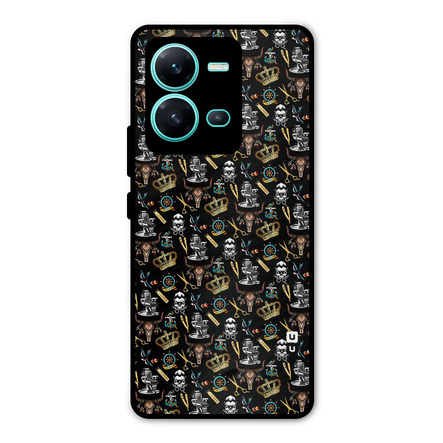 Cool Barber Pattern Metal Back Case for Vivo V25