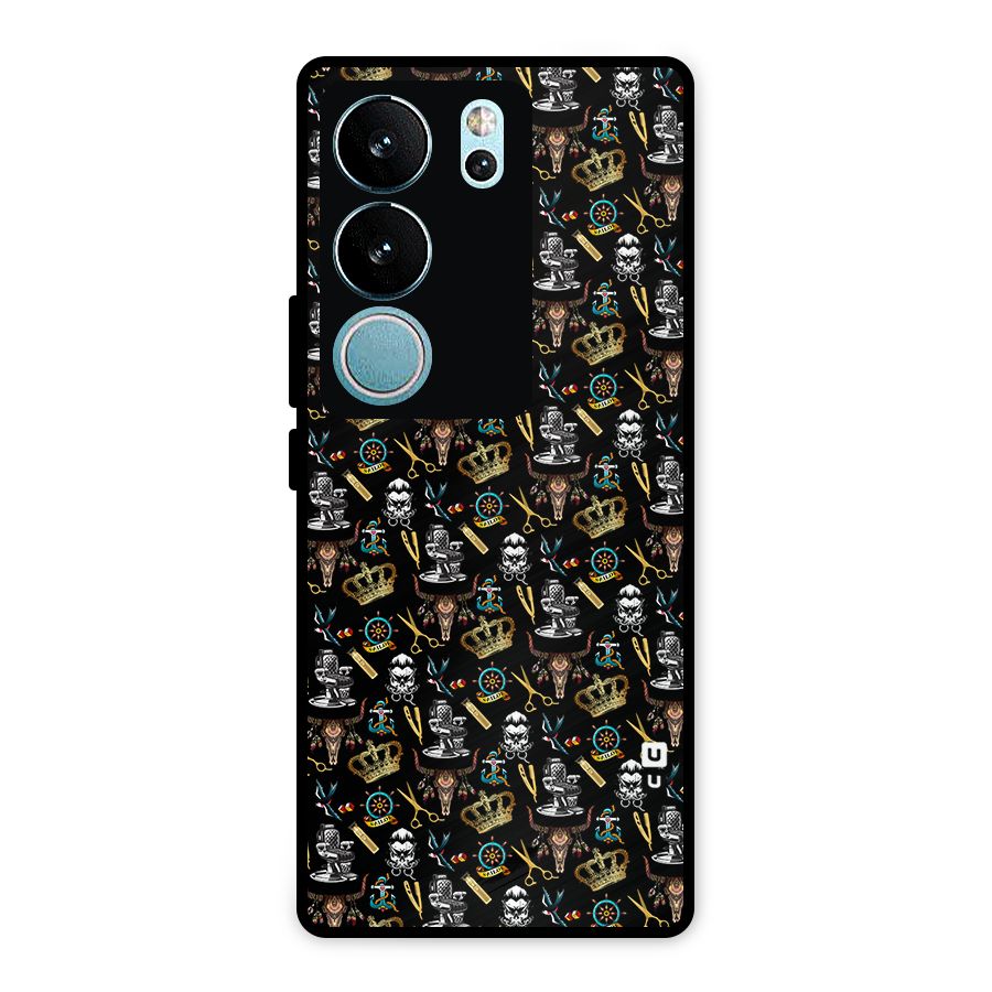 Cool Barber Pattern Metal Back Case for Vivo V29