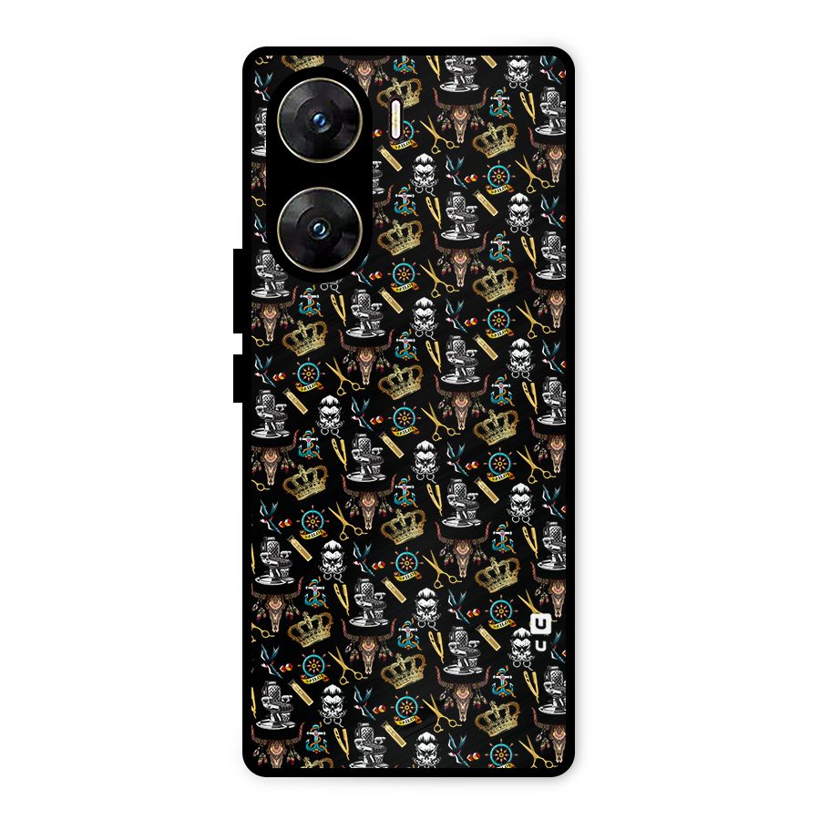 Cool Barber Pattern Metal Back Case for Vivo V29e