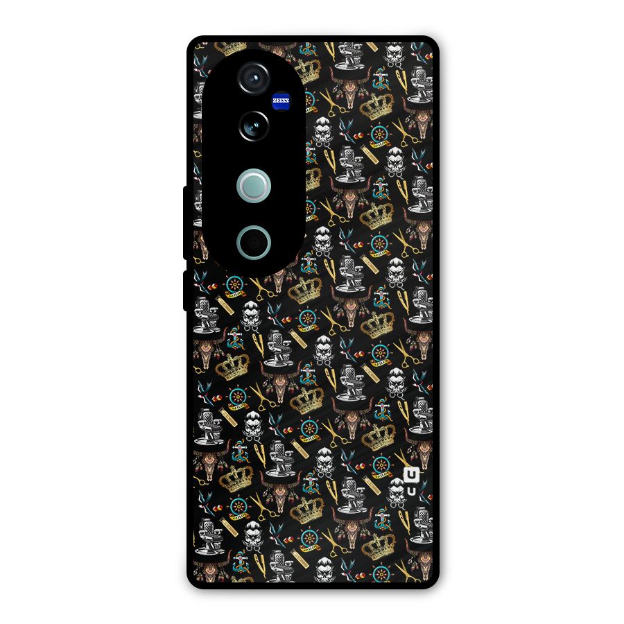 Cool Barber Pattern Metal Back Case for Vivo V40