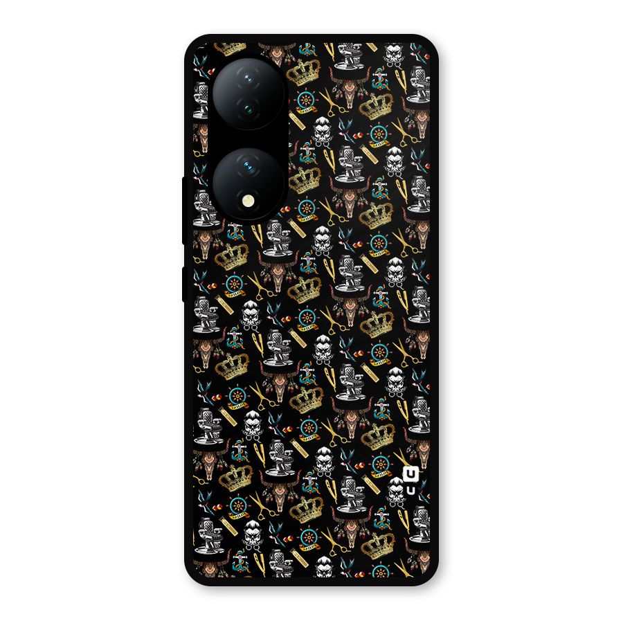 Cool Barber Pattern Metal Back Case for Vivo Y100a