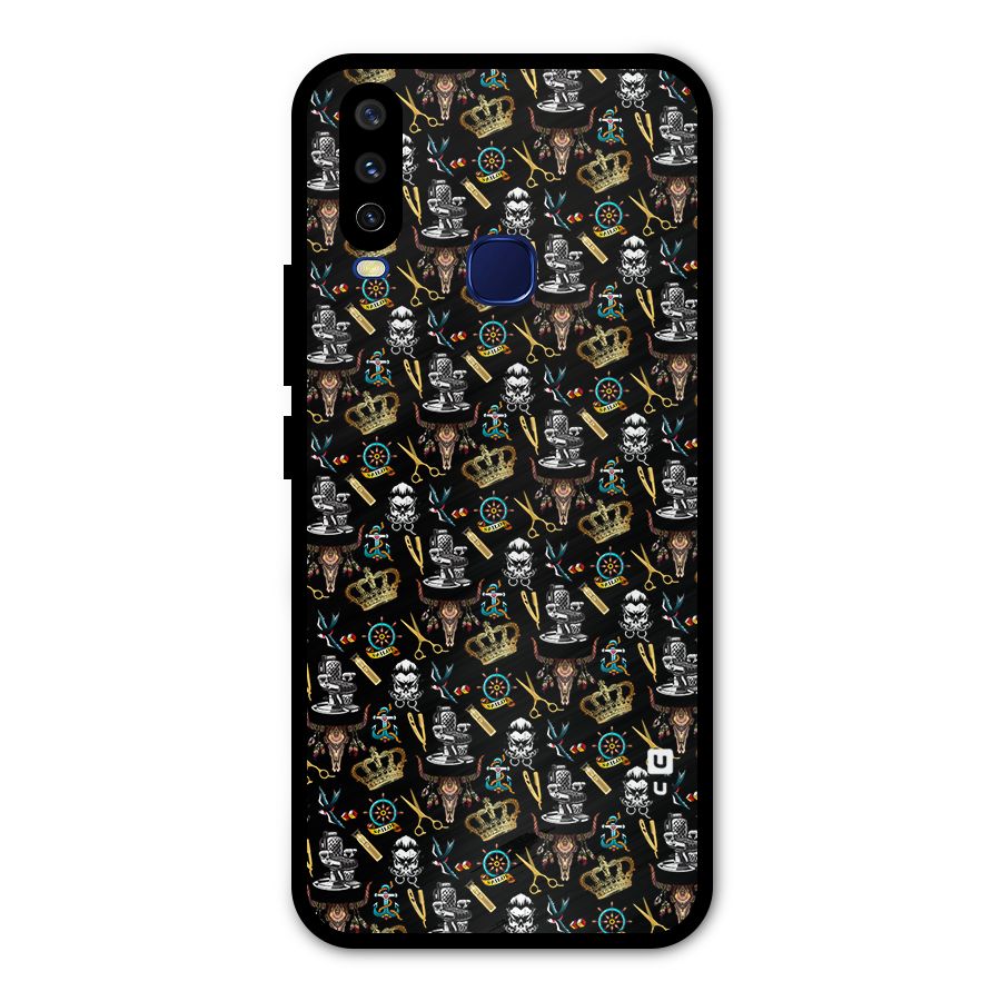 Cool Barber Pattern Metal Back Case for Vivo Y15