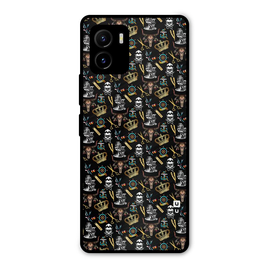 Cool Barber Pattern Metal Back Case for Vivo Y15s