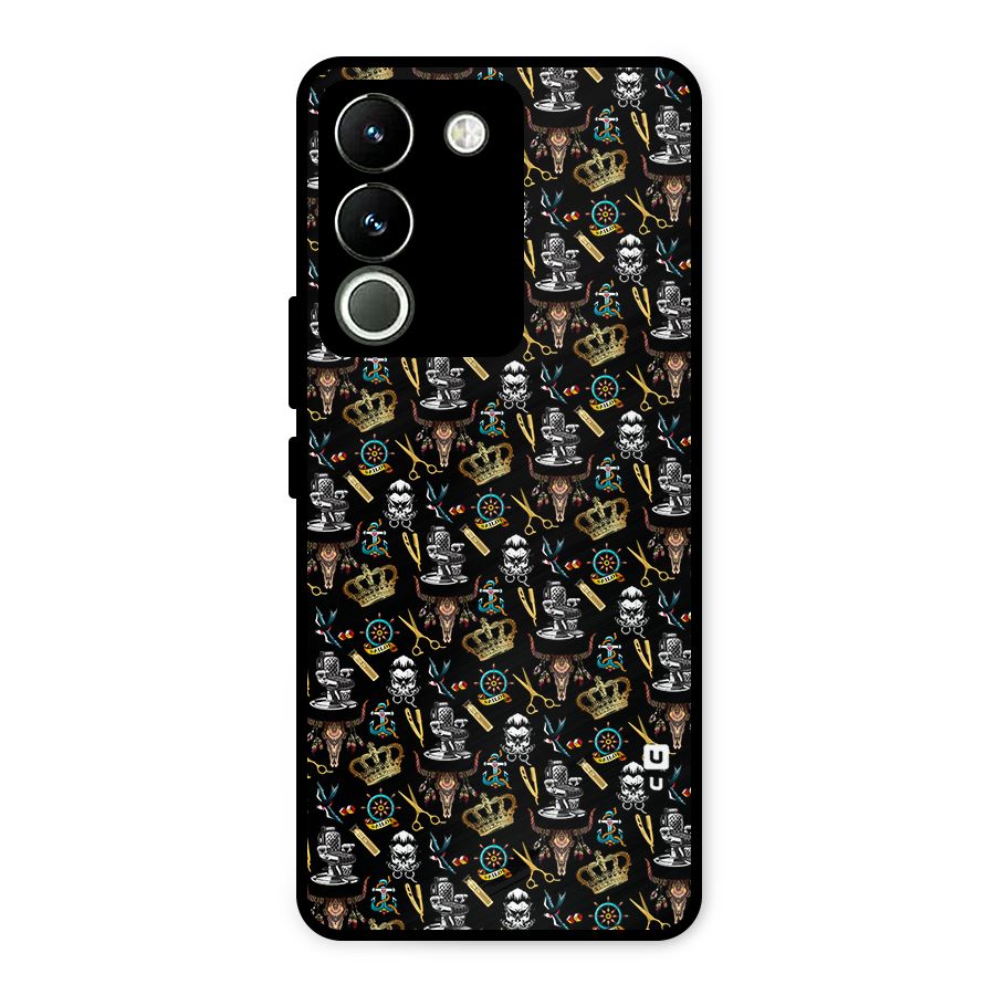 Cool Barber Pattern Metal Back Case for Vivo Y200