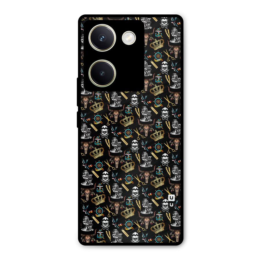 Cool Barber Pattern Metal Back Case for Vivo Y200 Pro