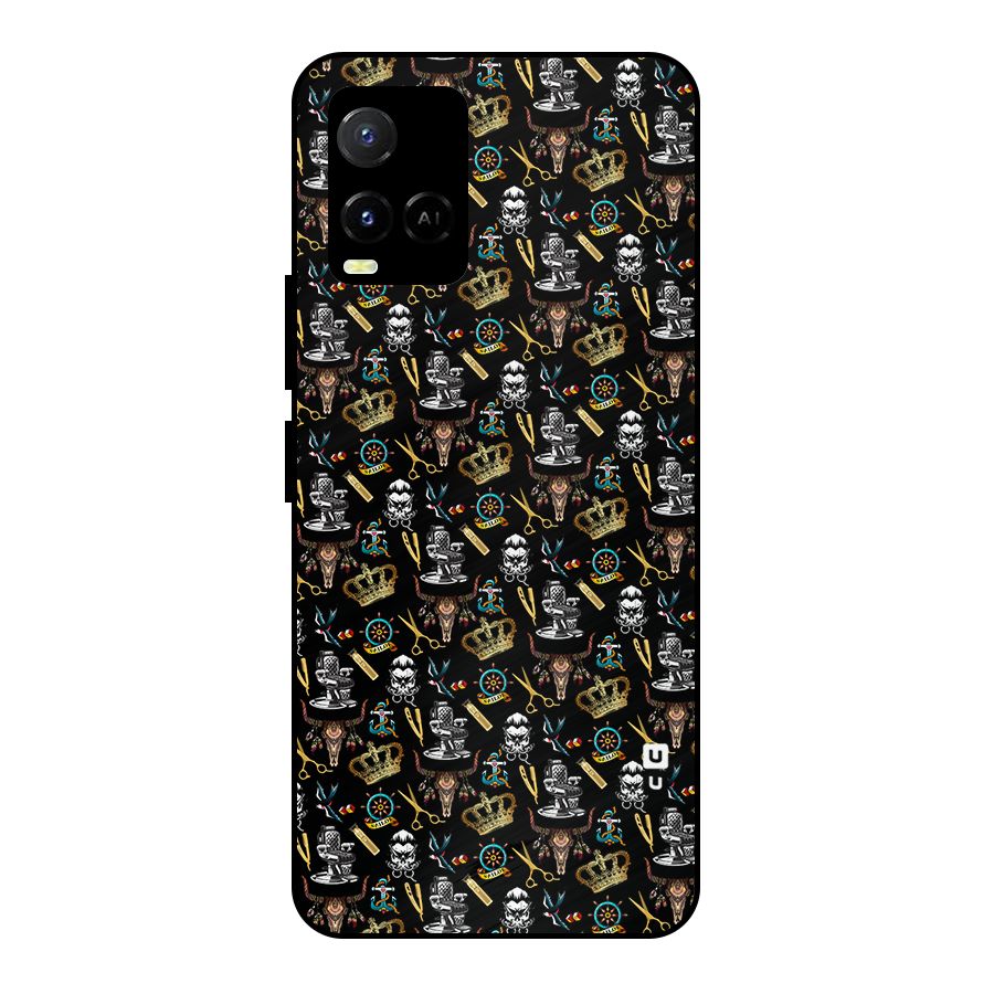 Cool Barber Pattern Metal Back Case for Vivo Y21 2021