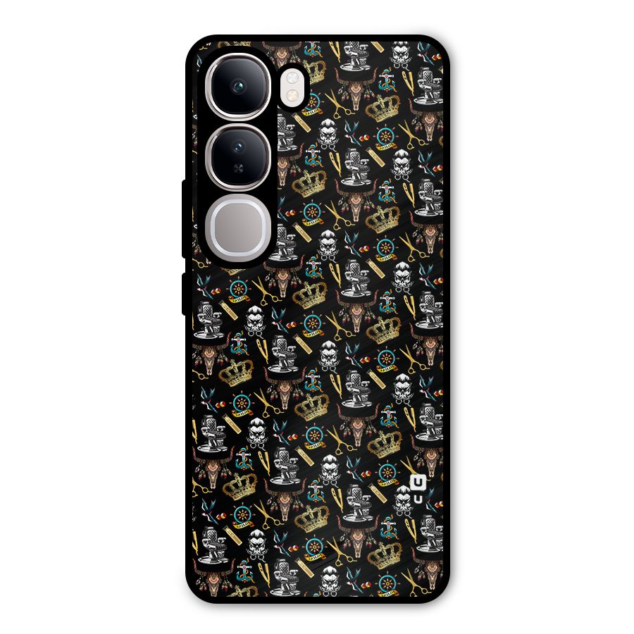 Cool Barber Pattern Metal Back Case for Vivo Y300