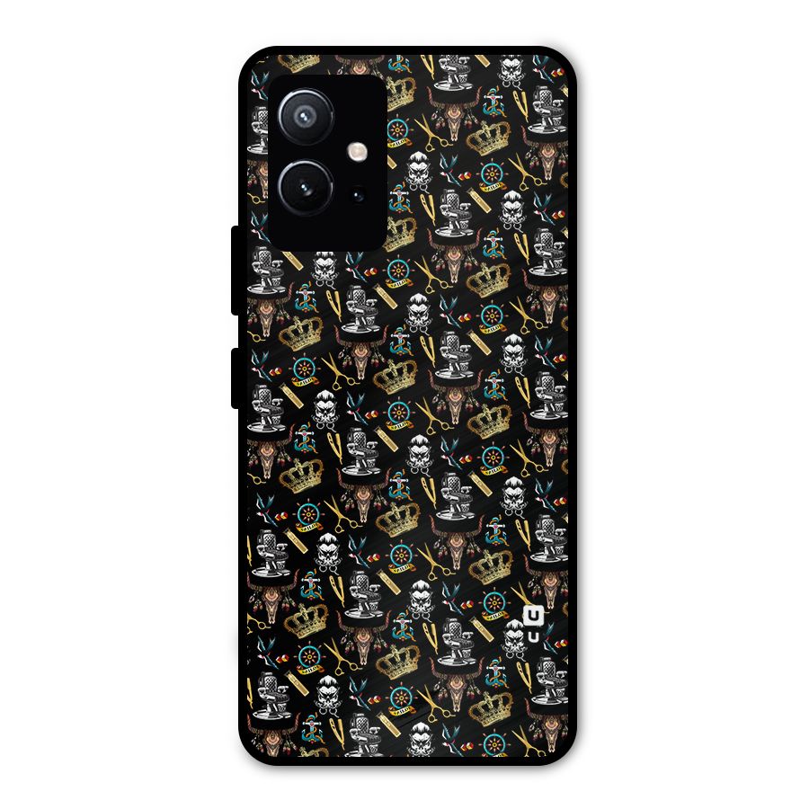 Cool Barber Pattern Metal Back Case for Vivo Y75 5G