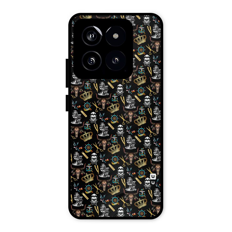 Cool Barber Pattern Metal Back Case for Xiaomi 14