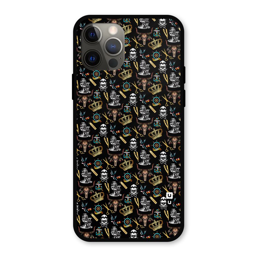 Cool Barber Pattern Metal Back Case for iPhone 12 Pro