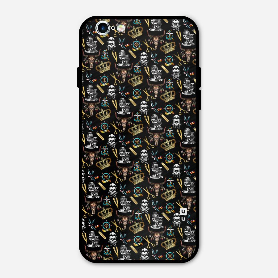 Cool Barber Pattern Metal Back Case for iPhone 6 6s