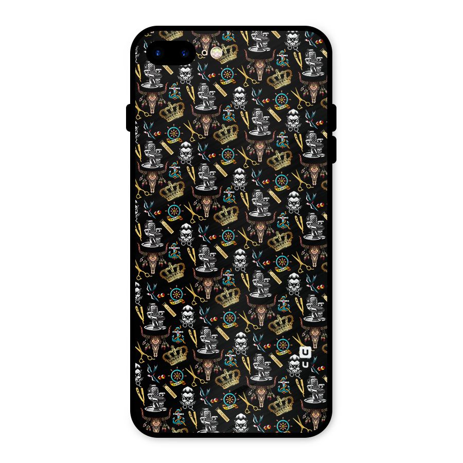 Cool Barber Pattern Metal Back Case for iPhone 8 Plus