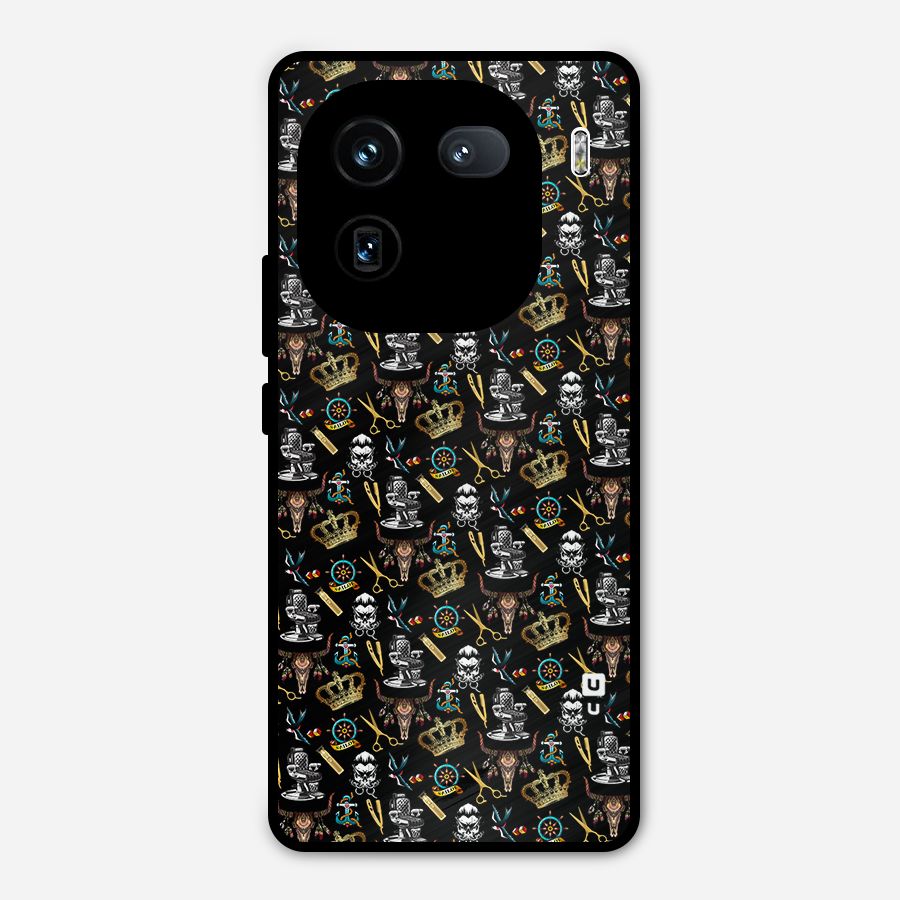 Cool Barber Pattern Metal Back Case for iQOO 12