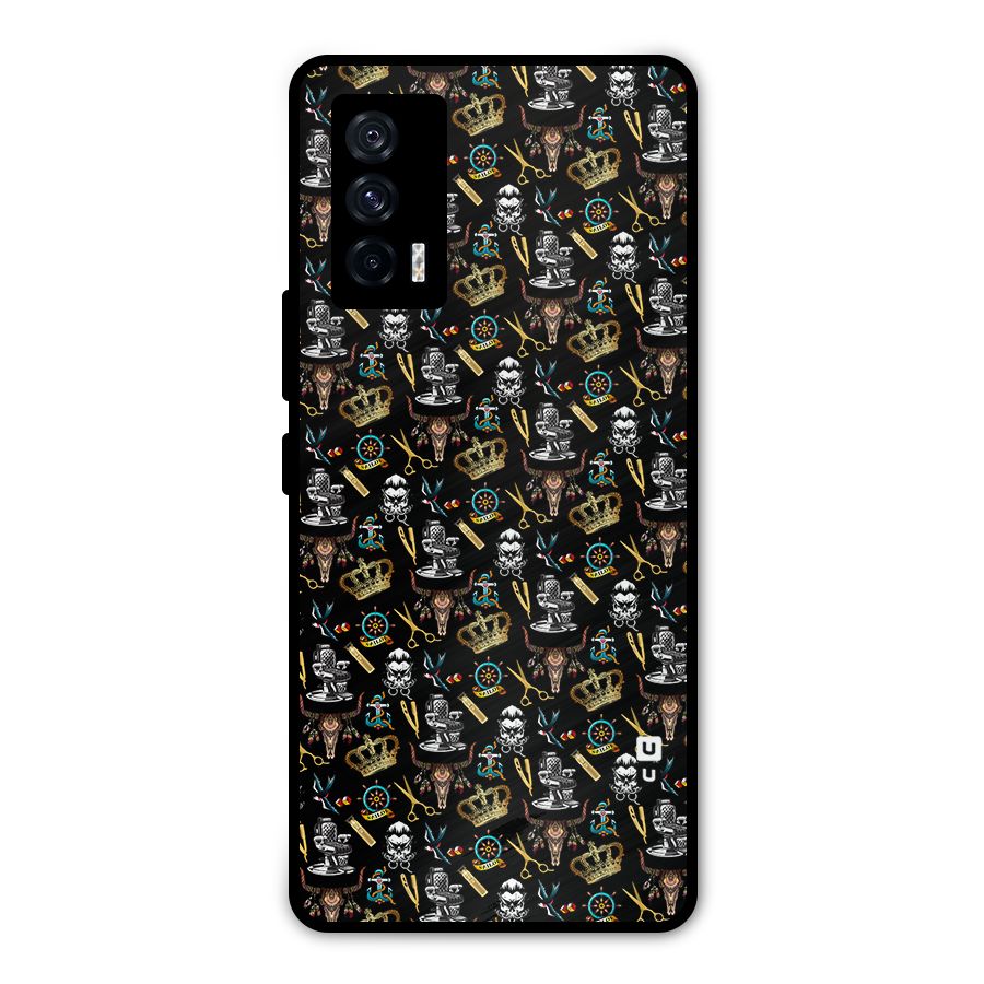 Cool Barber Pattern Metal Back Case for iQOO 7 5G