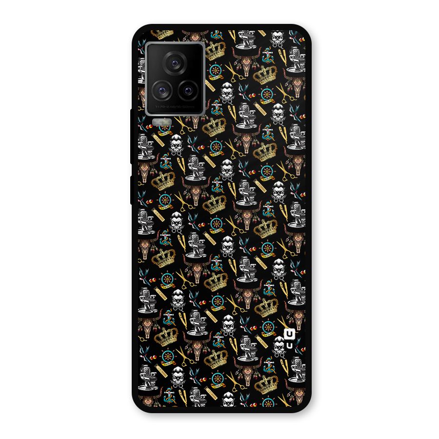 Cool Barber Pattern Metal Back Case for iQOO 7 Legend 5G