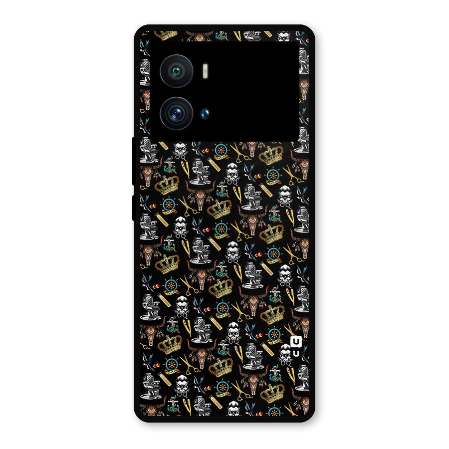 Cool Barber Pattern Metal Back Case for iQOO 9 Pro