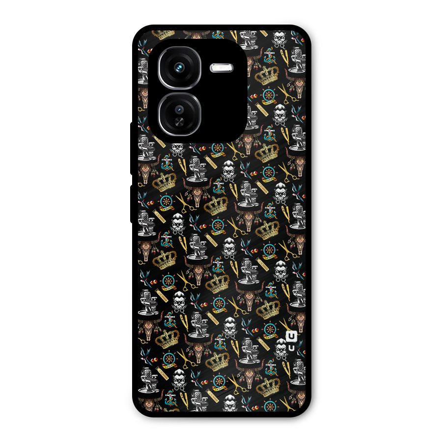 Cool Barber Pattern Metal Back Case for iQOO Z9x