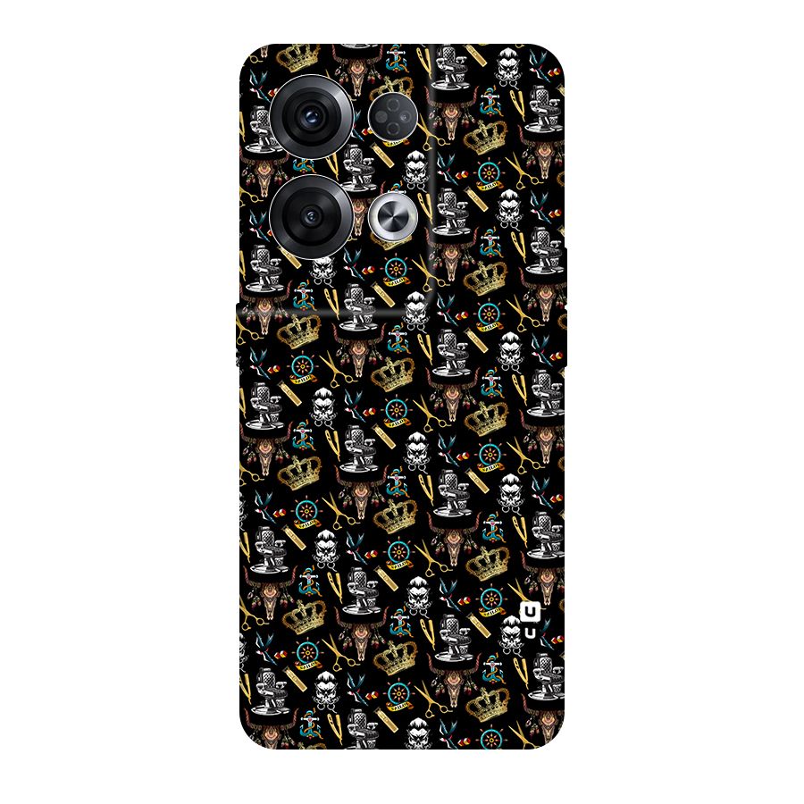 Cool Barber Pattern Original Polycarbonate Back Case for Oppo Reno8 Pro 5G