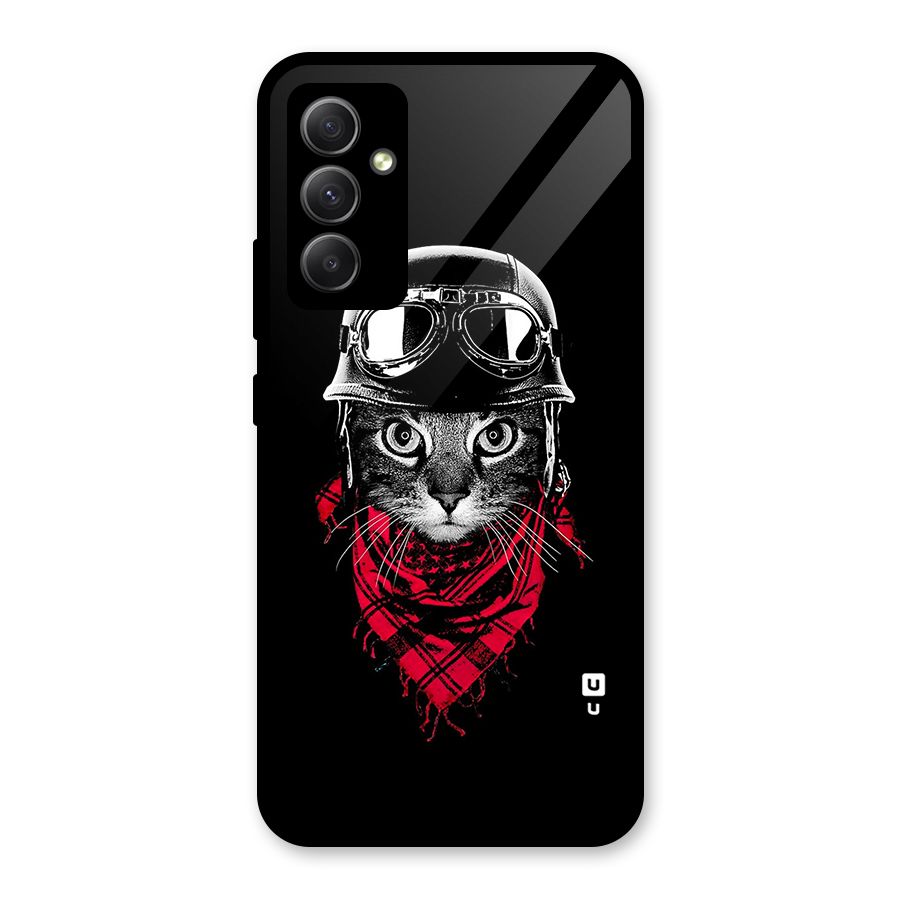 Cool Biker Cat Glass Back Case for Galaxy A34
