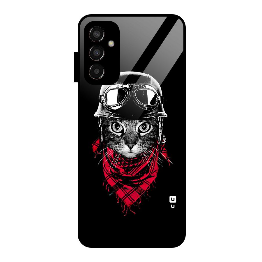 Cool Biker Cat Glass Back Case for Galaxy F13