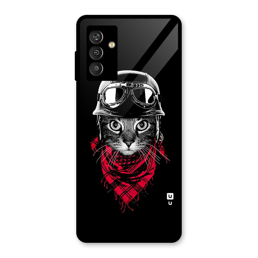 Cool Biker Cat Glass Back Case for Galaxy M13