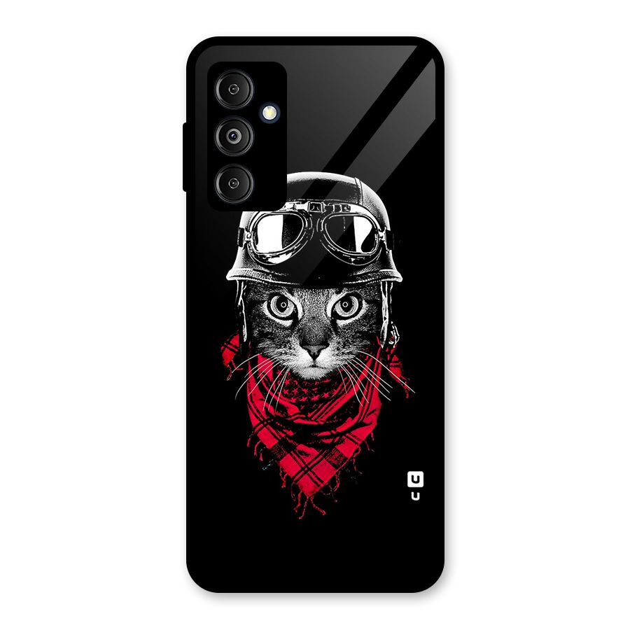 Cool Biker Cat Glass Back Case for Galaxy M14 5G