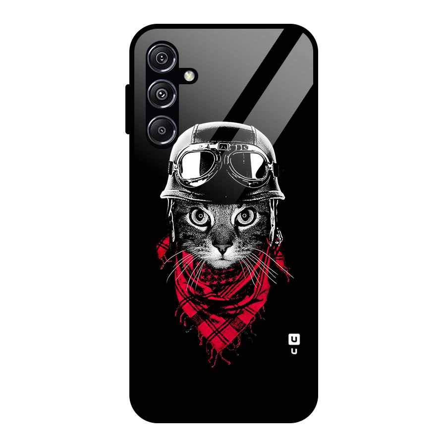 Cool Biker Cat Glass Back Case for Galaxy M34 5G