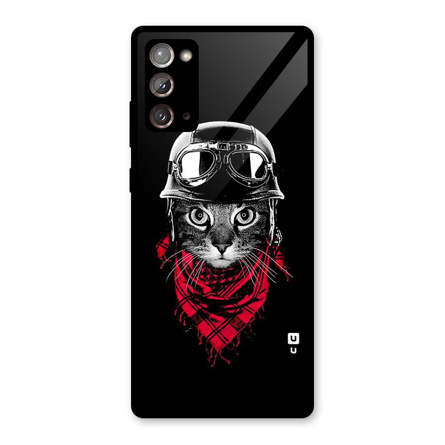Cool Biker Cat Glass Back Case for Galaxy Note 20